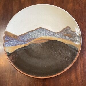 Vintage Studio Art Pottery Platter Large‎ Abstract Artist Signed R Lane 70s Look